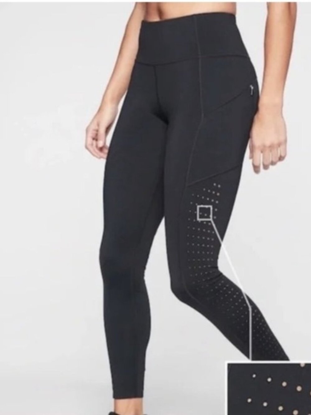 Athleta Contender‎ Laser Cut 7/8 Tight Black Perforated Leggings | XXS